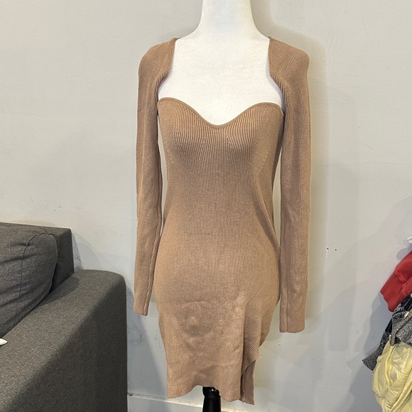 Mable Tan Long-Sleeve Sweater‎ Dress - Picture 3 of 7